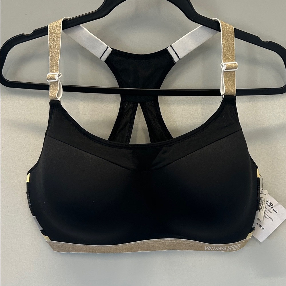 Victoria Sport Black and Gold Women's Sports Bra